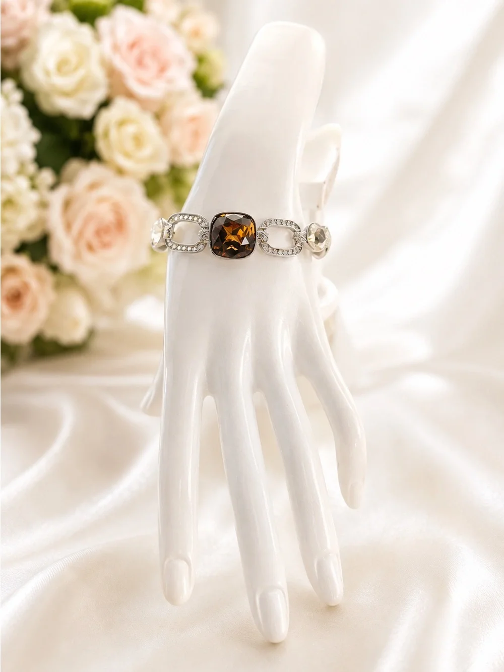Givenchy Vintage Elegant Silver and Amber Bracelet.